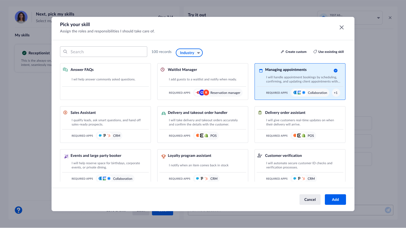 XBert skill library with recognizable business responsibilities and application dependencies